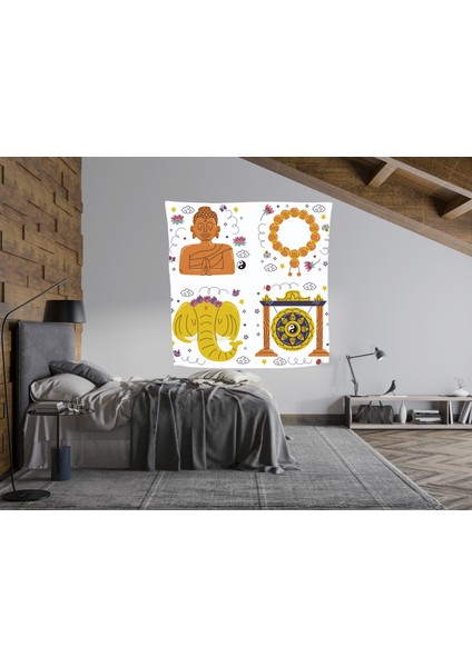 Bohem,yoga, Meditasyon,burçlar ve Mandala Temalı, Duvar Örtüsü 115