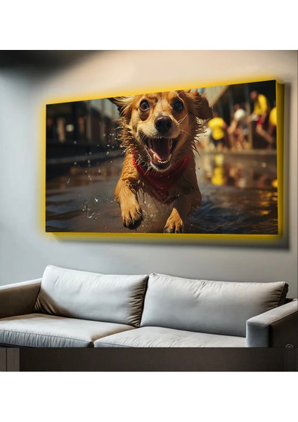 LED Işıklı Kanvas Tablo, 3D Dekoratif Baskılı Tablo Yapay Zeka Desteksli Hayvanlar 340
