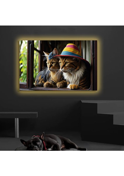 LED Işıklı Kanvas Tablo, 3D Dekoratif Baskılı Tablo Yapay Zeka Desteksli Hayvanlar 94