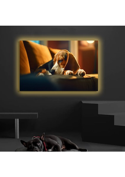 LED Işıklı Kanvas Tablo, 3D Dekoratif Baskılı Tablo Yapay Zeka Desteksli Hayvanlar 59