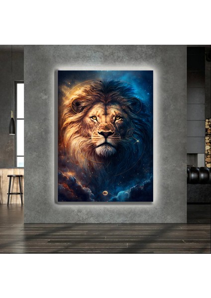 LED Işıklı Kanvas Tablo, 3D Dekoratif Baskılı Tablo Yapay Zeka Desteksli Hayvanlar 481