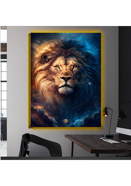 LED Işıklı Kanvas Tablo, 3D Dekoratif Baskılı Tablo Yapay Zeka Desteksli Hayvanlar 481