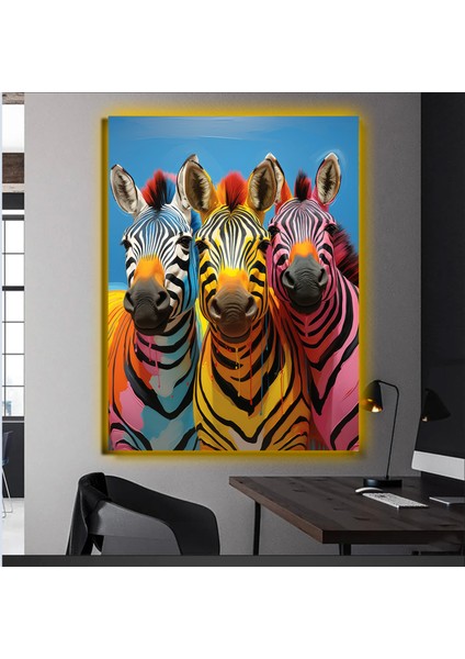 LED Işıklı Kanvas Tablo, 3D Dekoratif Baskılı Tablo Yapay Zeka Desteksli Hayvanlar 529