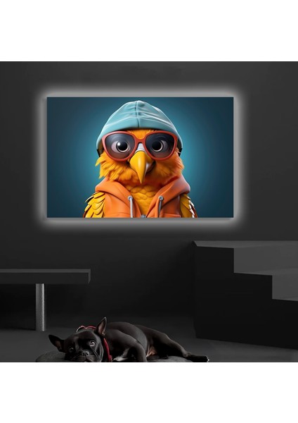 LED Işıklı Kanvas Tablo, 3D Dekoratif Baskılı Tablo Yapay Zeka Desteksli Hayvanlar 142