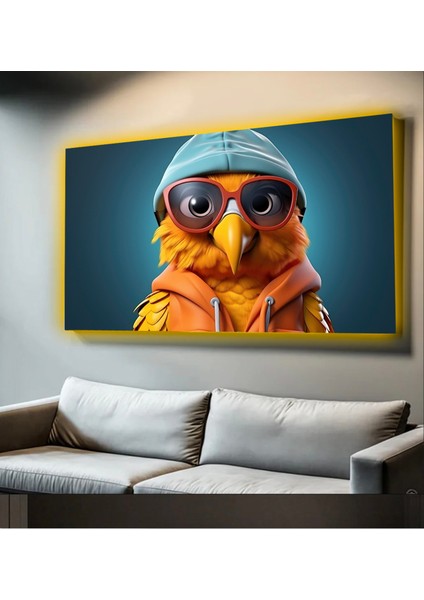 LED Işıklı Kanvas Tablo, 3D Dekoratif Baskılı Tablo Yapay Zeka Desteksli Hayvanlar 142