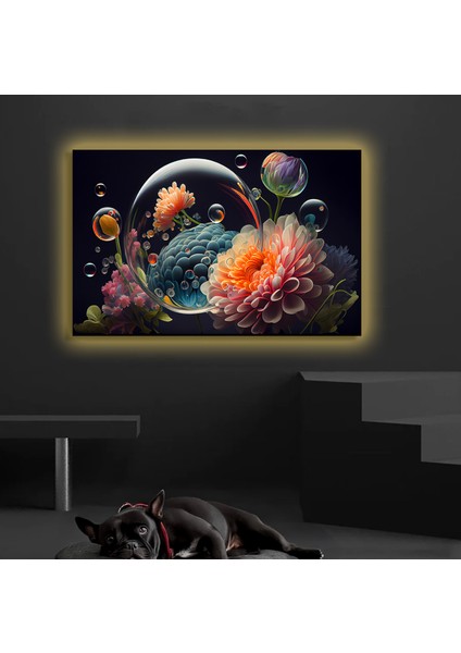 LED Işıklı Kanvas Tablo, 3D Dekoratif Baskılı Tablo Yapay Zeka Desteksli Hayvanlar 281