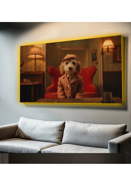 LED Işıklı Kanvas Tablo, 3D Dekoratif Baskılı Tablo Yapay Zeka Desteksli Hayvanlar 48