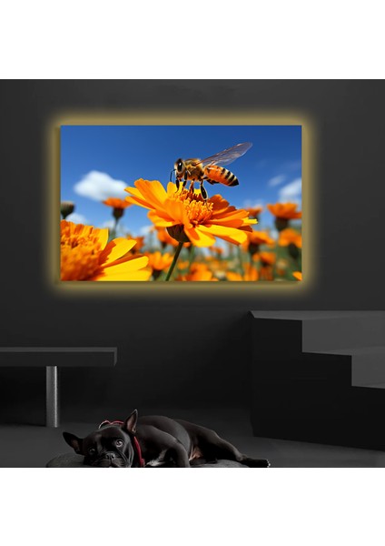 LED Işıklı Kanvas Tablo, 3D Dekoratif Baskılı Tablo Yapay Zeka Desteksli Hayvanlar 86