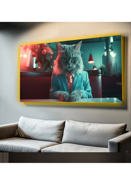 LED Işıklı Kanvas Tablo, 3D Dekoratif Baskılı Tablo Yapay Zeka Desteksli Hayvanlar 348