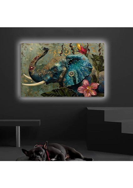 LED Işıklı Kanvas Tablo, 3D Dekoratif Baskılı Tablo Yapay Zeka Desteksli Hayvanlar 246