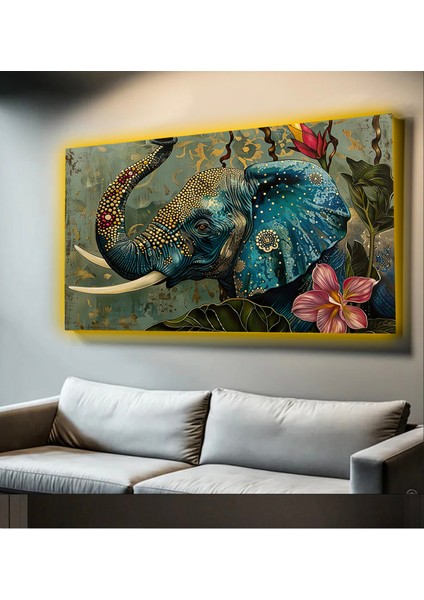 LED Işıklı Kanvas Tablo, 3D Dekoratif Baskılı Tablo Yapay Zeka Desteksli Hayvanlar 246