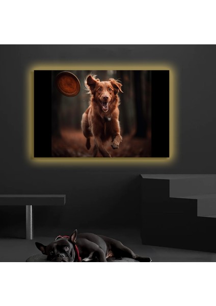 LED Işıklı Kanvas Tablo, 3D Dekoratif Baskılı Tablo Yapay Zeka Desteksli Hayvanlar 222