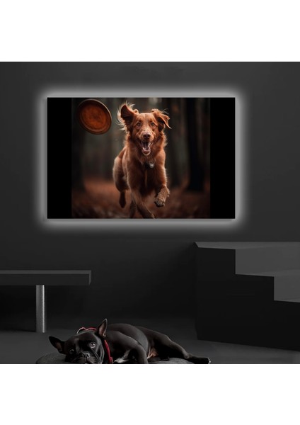 LED Işıklı Kanvas Tablo, 3D Dekoratif Baskılı Tablo Yapay Zeka Desteksli Hayvanlar 222