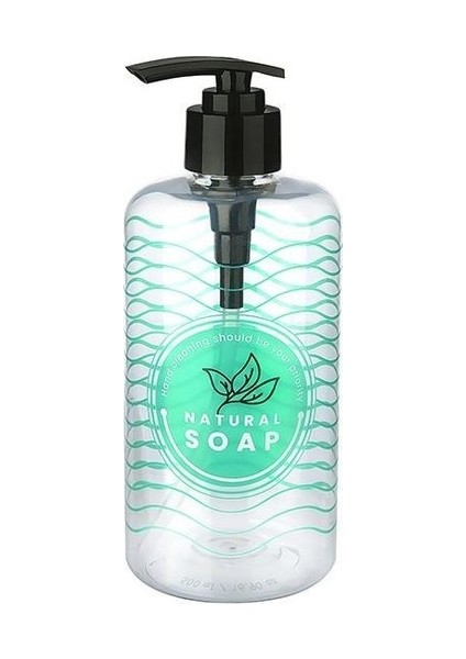 Şeffaf Sıvı Sabunluk Yuvarlak Plastik Pompalı 500 ml