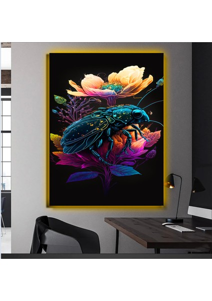 LED Işıklı Kanvas Tablo, 3D Dekoratif Baskılı Tablo Yapay Zeka Desteksli Hayvanlar 393