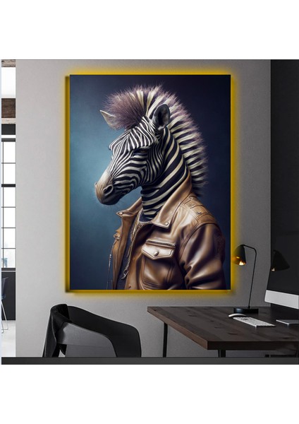 LED Işıklı Kanvas Tablo, 3D Dekoratif Baskılı Tablo Yapay Zeka Desteksli Hayvanlar 569