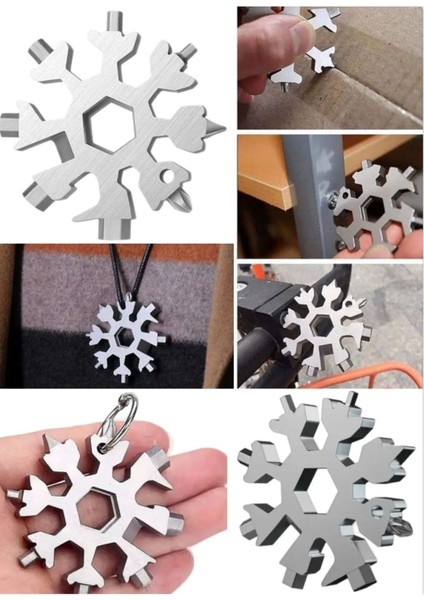 Çok Amaçlı Anahtarlık Açacak Tornavida Alyan Çelik Taşınabilir Kar Tanesi Şeklinde 3 Adet indirimleri