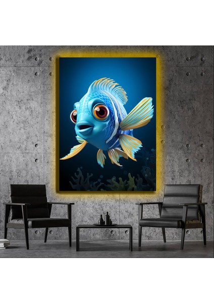 LED Işıklı Kanvas Tablo, 3D Dekoratif Baskılı Tablo Yapay Zeka Desteksli Hayvanlar 355