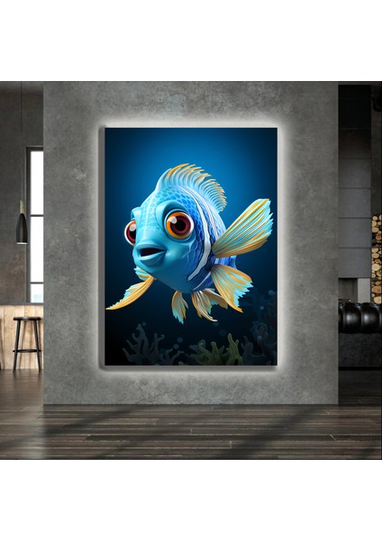 LED Işıklı Kanvas Tablo, 3D Dekoratif Baskılı Tablo Yapay Zeka Desteksli Hayvanlar 355