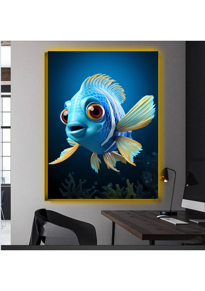LED Işıklı Kanvas Tablo, 3D Dekoratif Baskılı Tablo Yapay Zeka Desteksli Hayvanlar 355