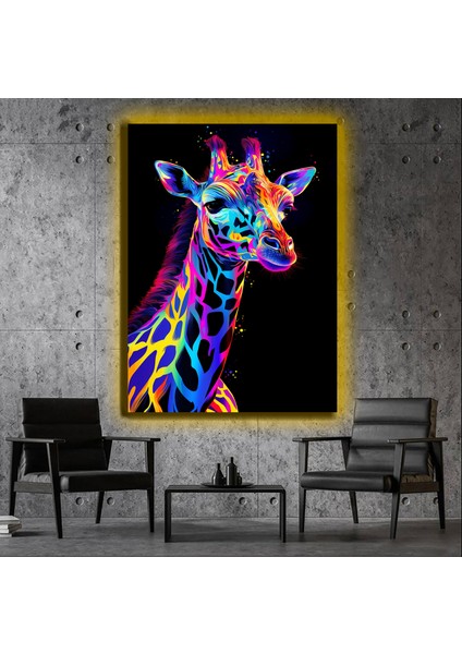 LED Işıklı Kanvas Tablo, 3D Dekoratif Baskılı Tablo Yapay Zeka Desteksli Hayvanlar 390