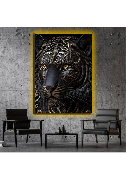 LED Işıklı Kanvas Tablo, 3D Dekoratif Baskılı Tablo Yapay Zeka Desteksli Hayvanlar 388