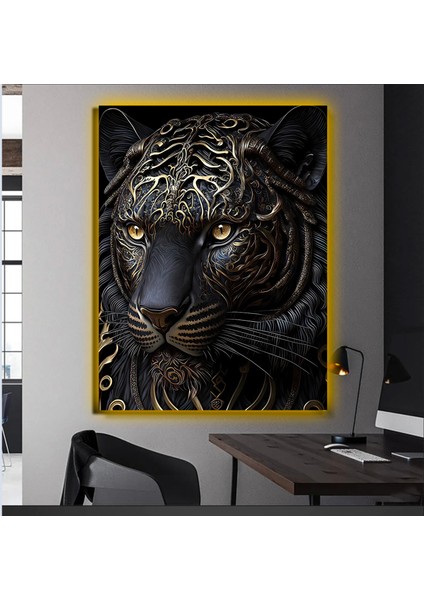 LED Işıklı Kanvas Tablo, 3D Dekoratif Baskılı Tablo Yapay Zeka Desteksli Hayvanlar 388
