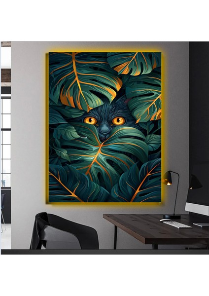 LED Işıklı Kanvas Tablo, 3D Dekoratif Baskılı Tablo Yapay Zeka Desteksli Hayvanlar 389