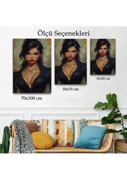 Yağlıboya Görünümlü Esmer Güzel Kadın TABLOSU-7741