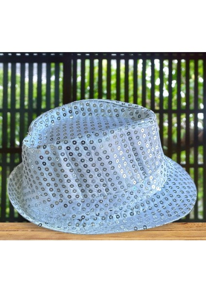 Gümüş Renk Unisex Payetli Parti Pullu Fötr Şapka Karnaval Eğlence Şapkası 1 Adet modelleri