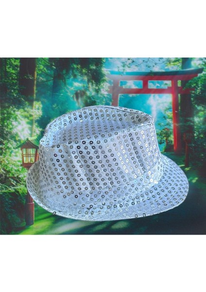 Gümüş Renk Unisex Payetli Parti Pullu Fötr Şapka Karnaval Eğlence Şapkası 1 Adet fırsatları