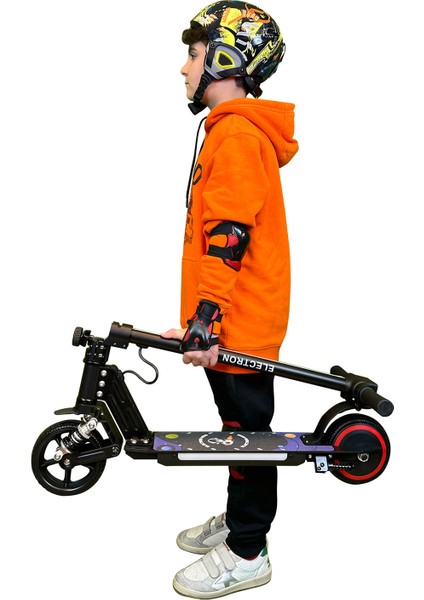 S5 Elektrikli Çocuk Scooter - 130W, LED Işıklı, Amortisörlü (Dizlik ve Dirseklik Hediyeli)