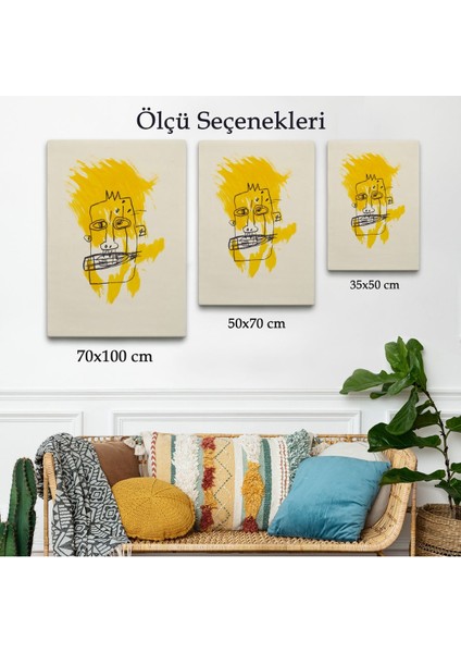 Çerçeveli Jean-Michel Basquiat - Sarı Saçlı Isimsiz TABLO-7440