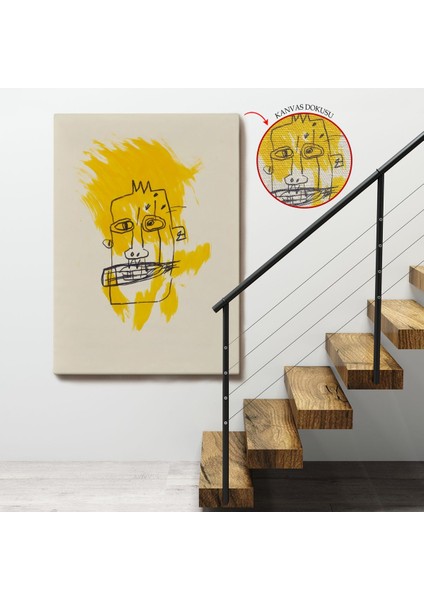 Çerçeveli Jean-Michel Basquiat - Sarı Saçlı Isimsiz TABLO-7440