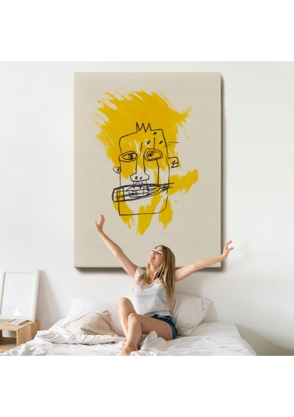 Çerçeveli Jean-Michel Basquiat - Sarı Saçlı Isimsiz TABLO-7440