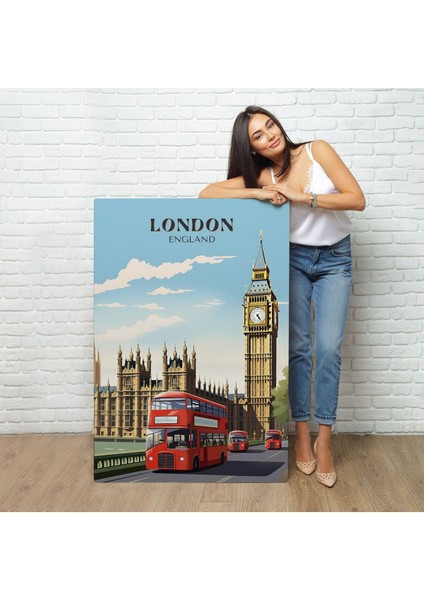 Londra Şehir Manzarası ve Kırmızı Otobüs TABLOSU-7712 fiyatları