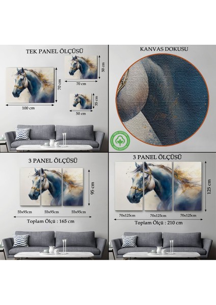 Altın Detaylı Beyaz At TABLOSU-7278 modelleri