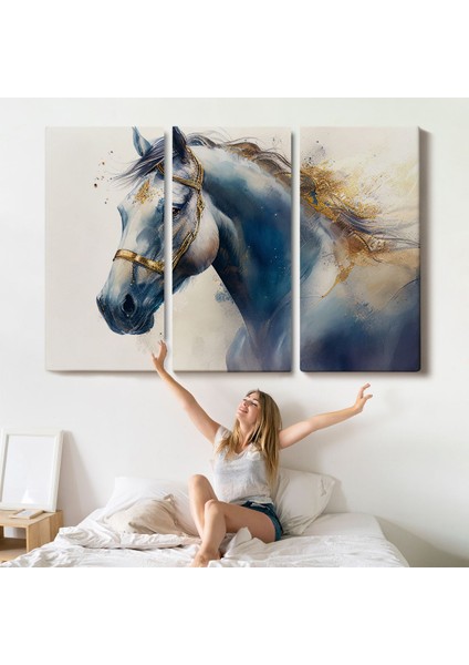 Altın Detaylı Beyaz At TABLOSU-7278 indirimleri