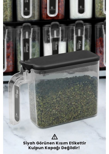 12'li 250 ml Standlı Kendinden Yapışkanlı Kaşıklı Baharatlık Seti Siyah modelleri
