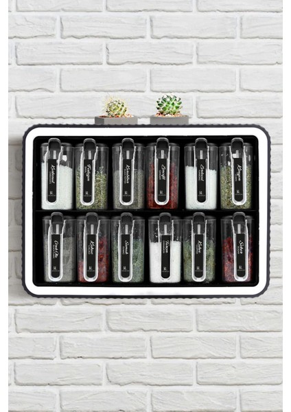 12'li 250 ml Standlı Kendinden Yapışkanlı Kaşıklı Baharatlık Seti Siyah fırsatları