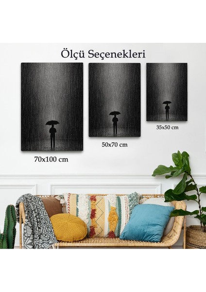 Hiçliğin Ortasında Gece Yarısı Yağmur Altındaki Adam TABLO-7548