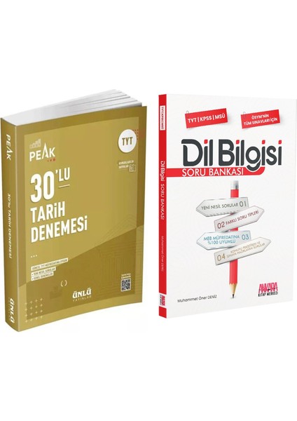 Ünlü Yayıncılık Tyt Tarih Best Peak 30 Lu Deneme ve Akm Dil Bilgisi Soru Bankası Seti 2 Kitap