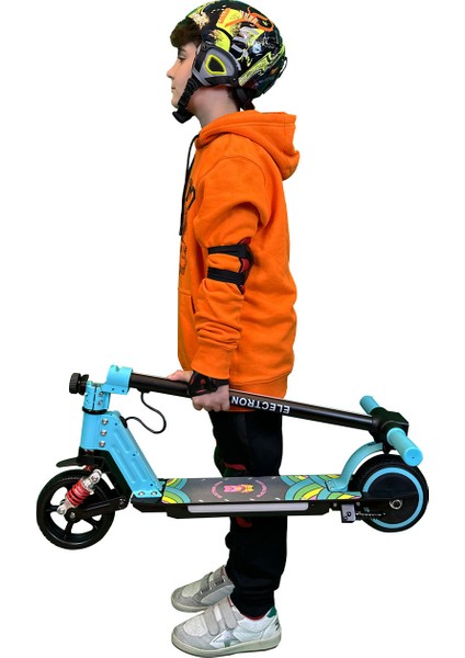 S5 Elektrikli Çocuk Scooter - 130W, LED Işıklı, Amortisörlü (Dizlik ve Dirseklik Hediyeli)