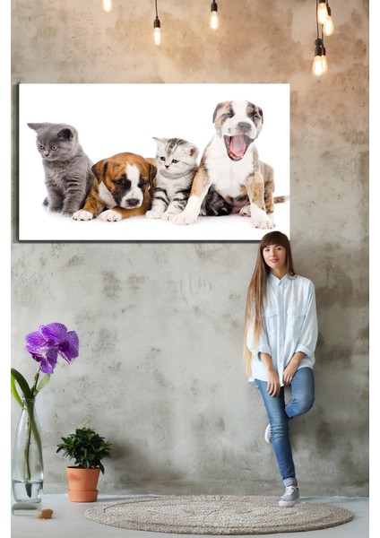 Eğlenceli Hayvanlar, Yapay Zeka Destekli, 3D Dekoratif Baskı Yatay Cam Tablo 470 fırsatları