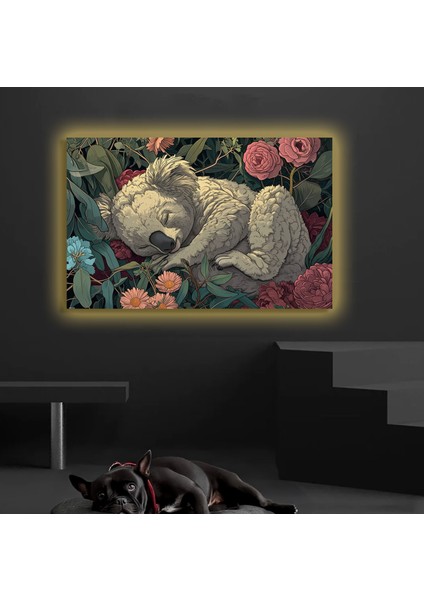 LED Işıklı Kanvas Tablo, 3D Dekoratif Baskılı Tablo Yapay Zeka Desteksli Hayvanlar 323