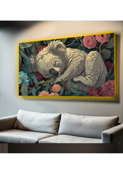 LED Işıklı Kanvas Tablo, 3D Dekoratif Baskılı Tablo Yapay Zeka Desteksli Hayvanlar 323