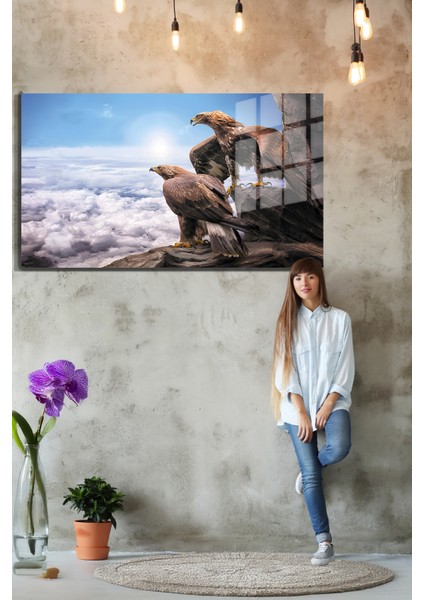 Eğlenceli Hayvanlar, Yapay Zeka Destekli, 3D Dekoratif Baskı Yatay Cam Tablo 215 fırsatları