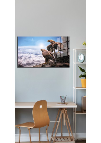 Eğlenceli Hayvanlar, Yapay Zeka Destekli, 3D Dekoratif Baskı Yatay Cam Tablo 215 indirimleri