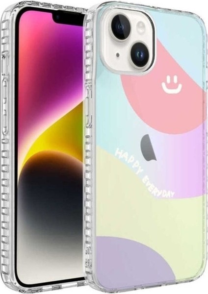 Apple iPhone 13 Uyumlu Kılıf Airbag Kenarlı Renkli Desenli Silikon Zore Elegans Kapak, No7