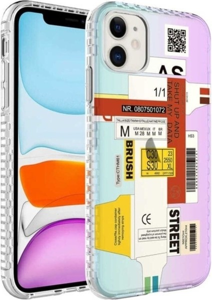 Apple iPhone 11 Uyumlu Kılıf Airbag Kenarlı Renkli Desenli Silikon Zore Elegans Kapak, No2